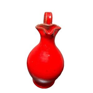 Red Handmade Pottery Pitcher Vase From Great‎ Smoky Mountains 8.5" Vintage